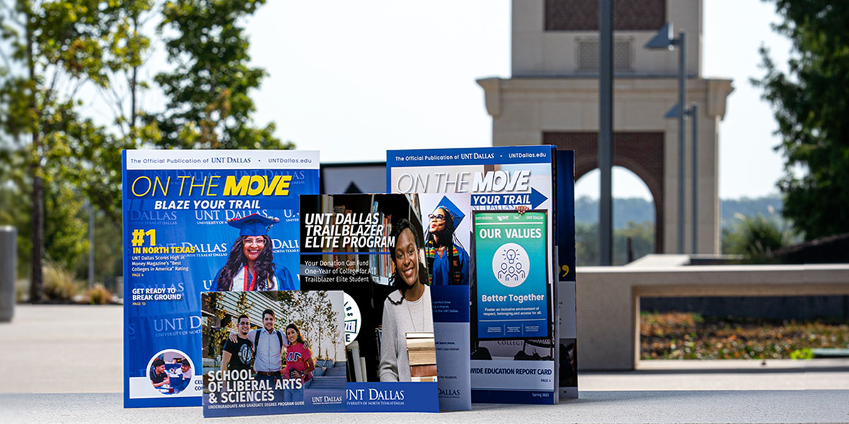 unt dallas promo materials arranged