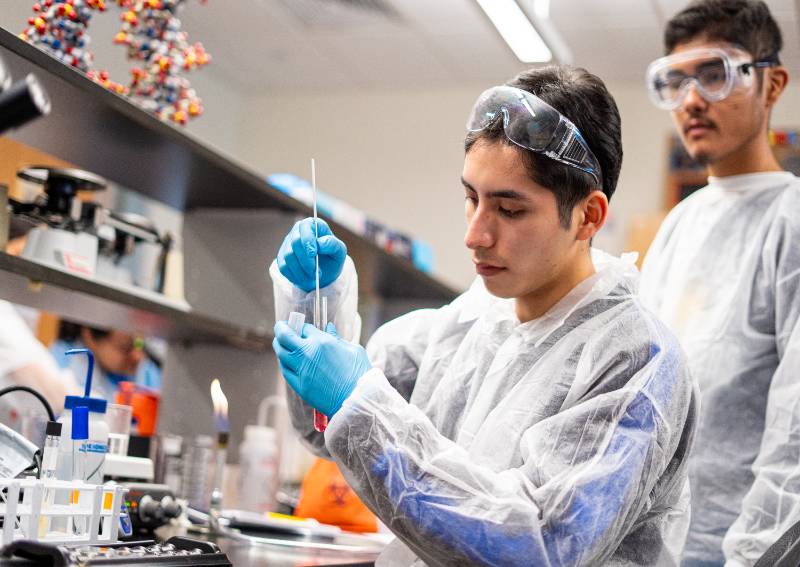 students in science lab