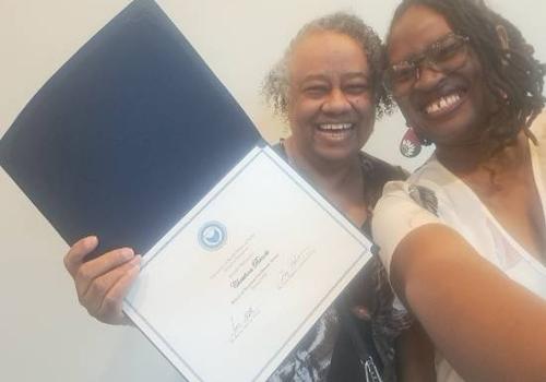 Chrishna Brooks and Her Mother Celebrating Brooks' 2025 School of Business Trailblazer Award