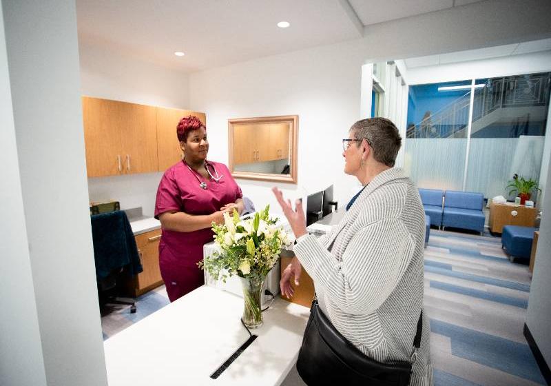 A Health Clinic Where Social Workers Engage with Patients and Other Caregivers