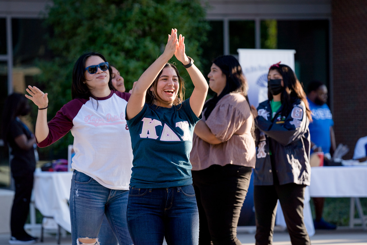 sorority members dance