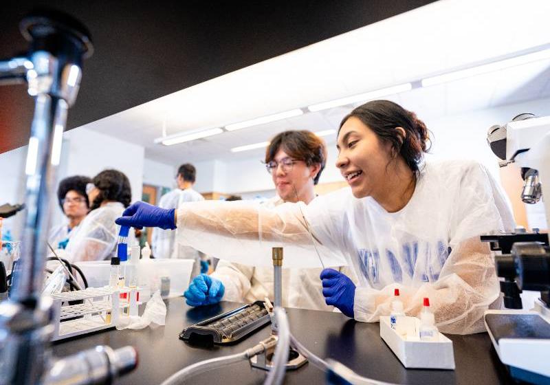 Students Work in a Science Lab, An Example of Hands-On, Experiential Learning