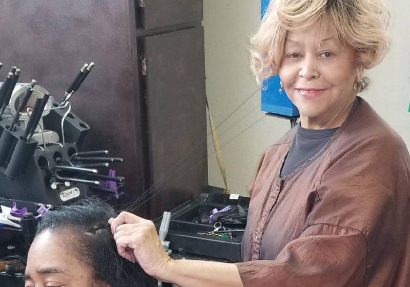 Cheryl Wyatt Styling a Customer's Hair