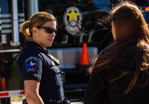 untd campus with mesquite police officer