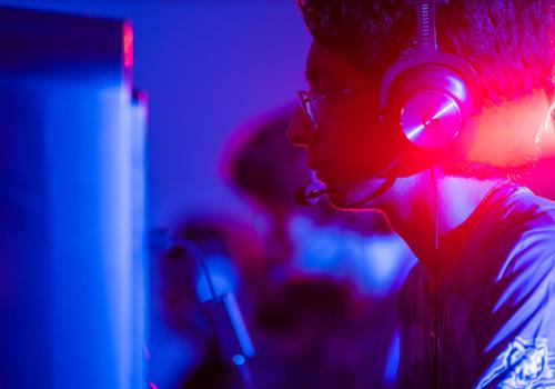 esports athlete at computer