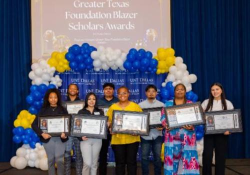 Yolanda Lewis (second from right) Holding Her Award at the 2025 Student Leadership and Success Year-End Celebration