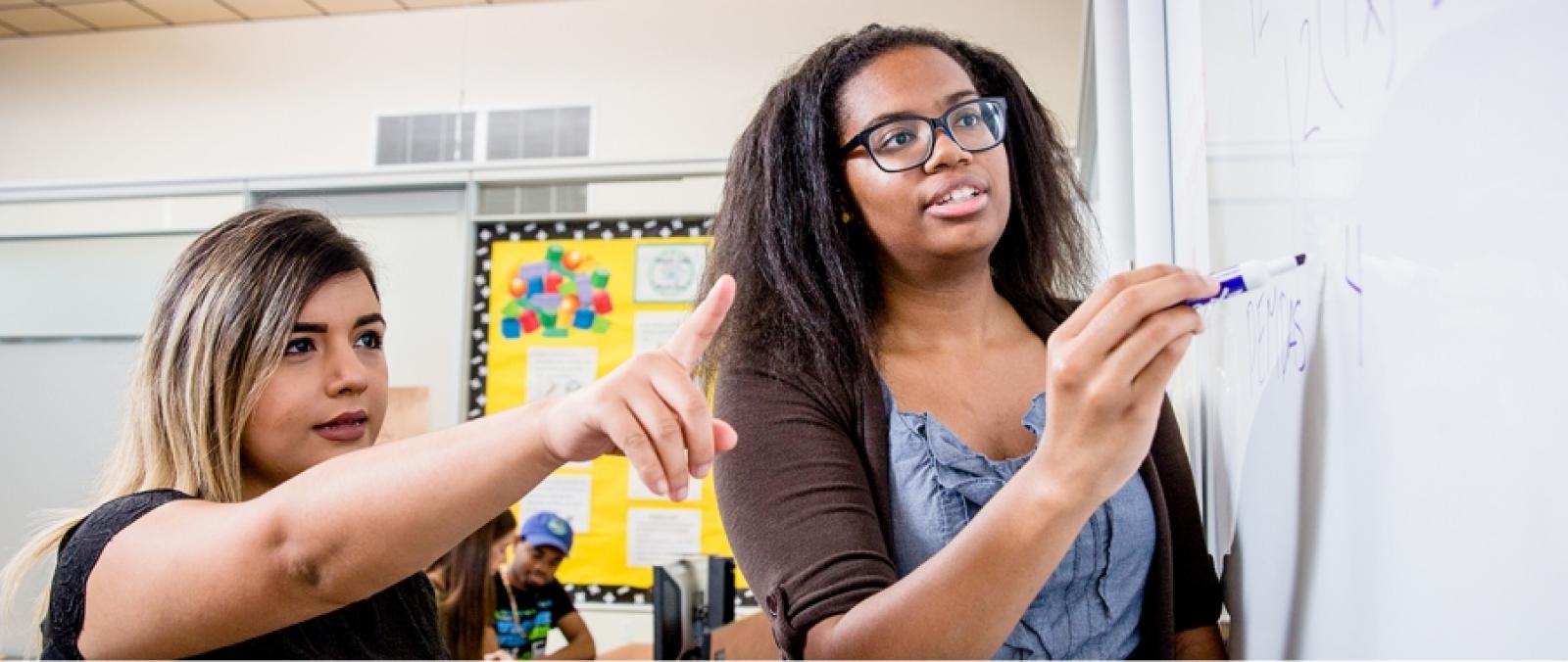 Two students in math lab