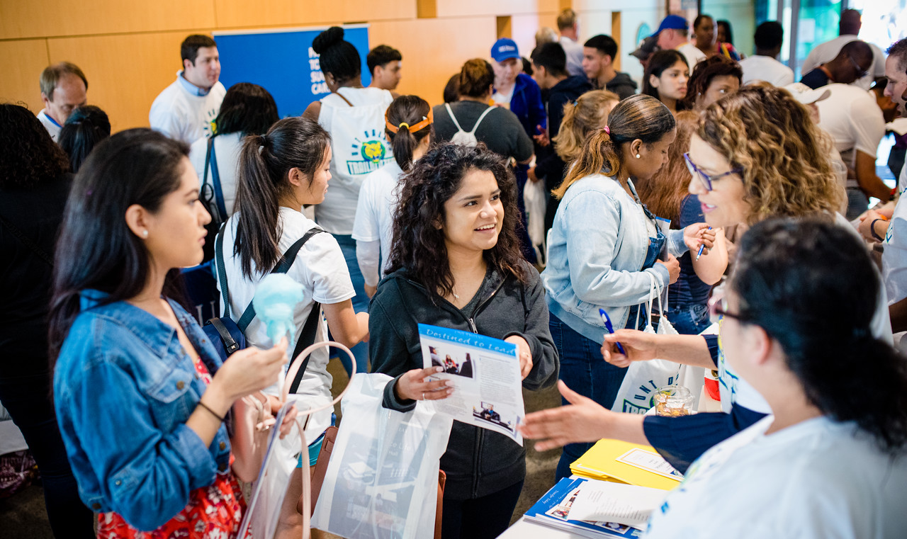 students touring campus