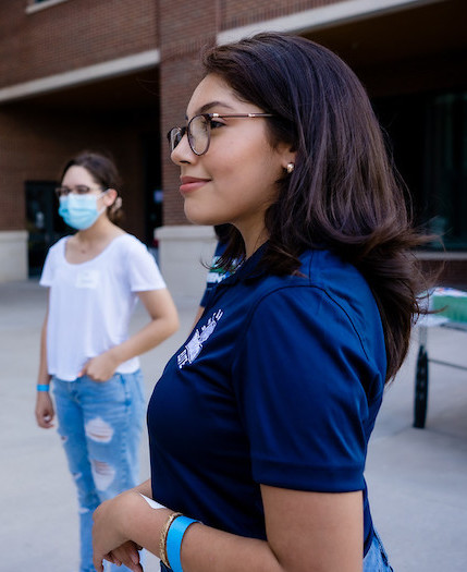 female student at outdoor event