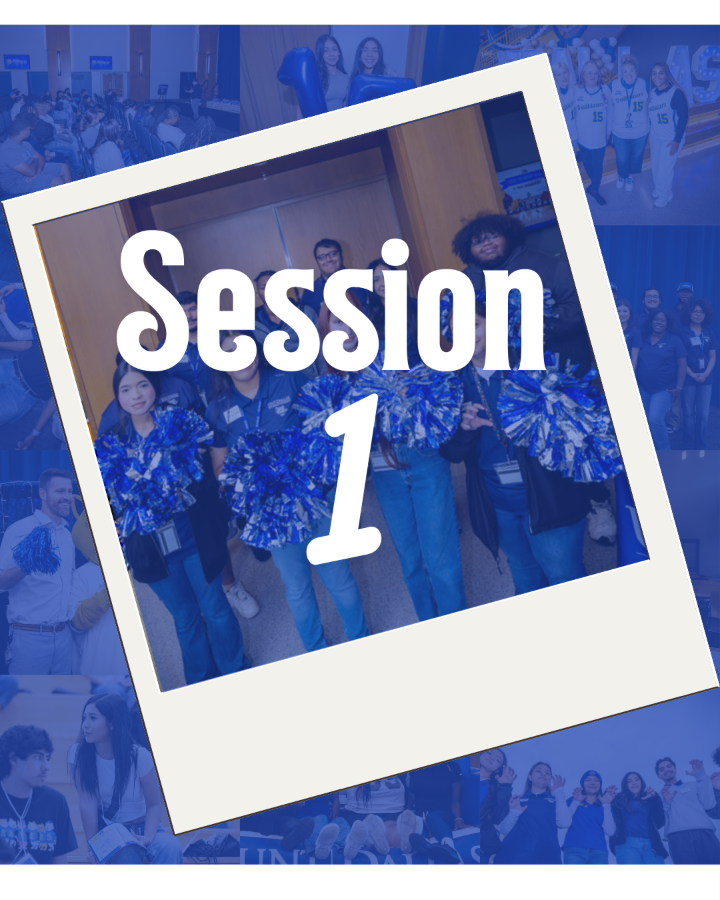 Blue tile that say "Session 1"