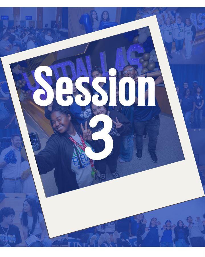 Blue tile that say "Session 3"