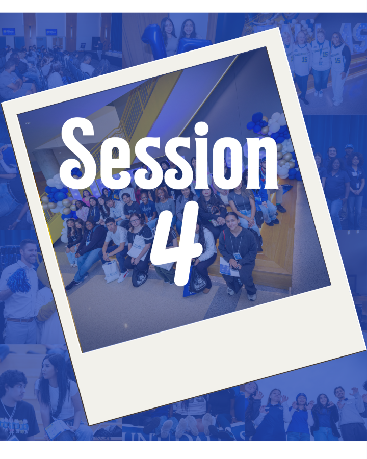 Blue tile that say "Session 4"