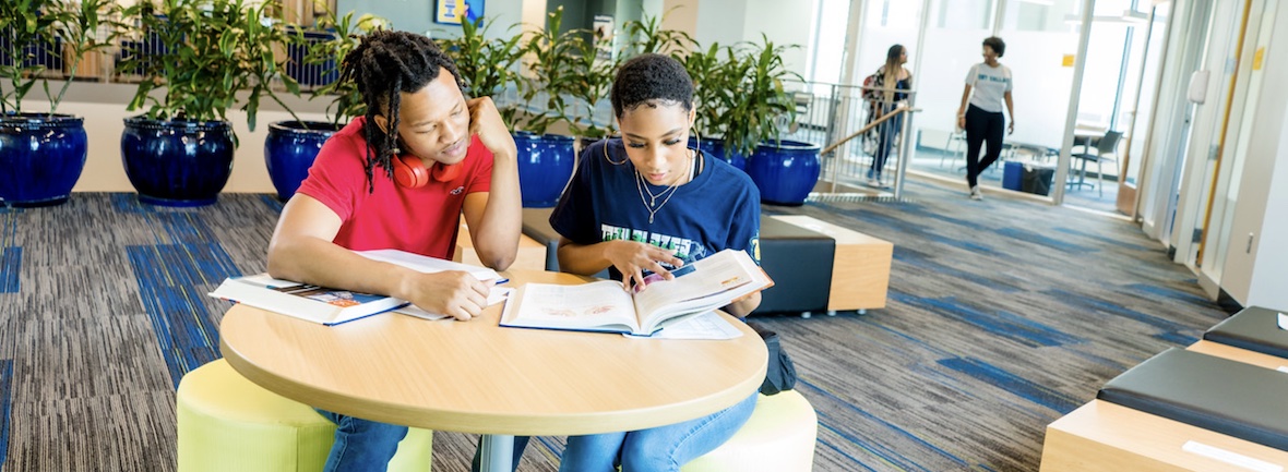 
students studying at table
